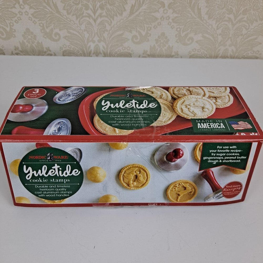 Nordic Ware Yuletide Cookie Stamps Set of 3 Heavy Cast Aluminum EUC